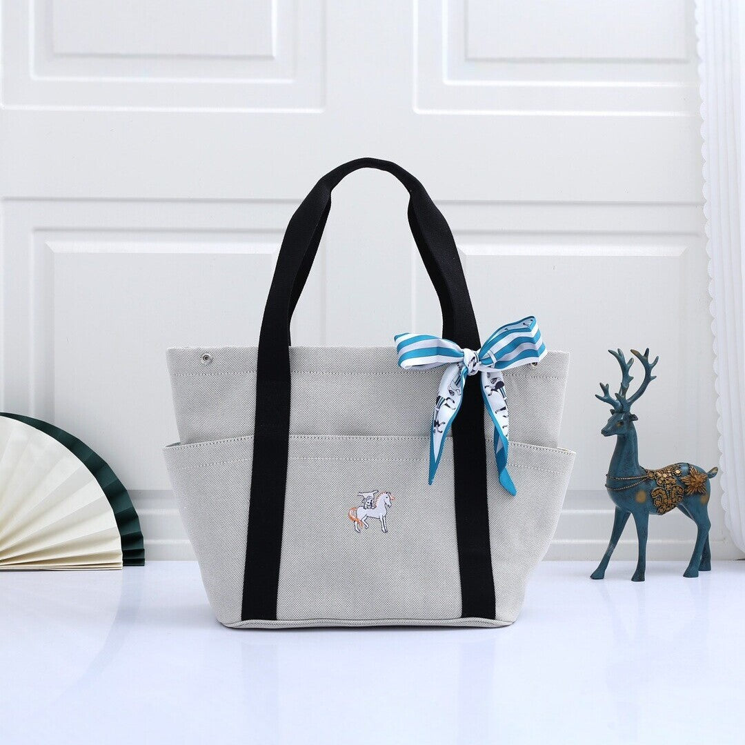 Little Horse Embroidered Canvas Tote Bag